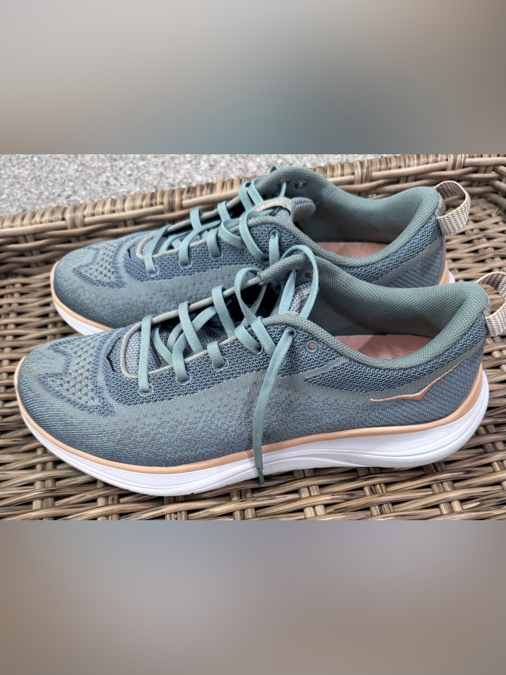 Hoka Hupana Flow Women's Blue Knit Sneakers with Pink Accents size 10.5 - Picture 2 of 7